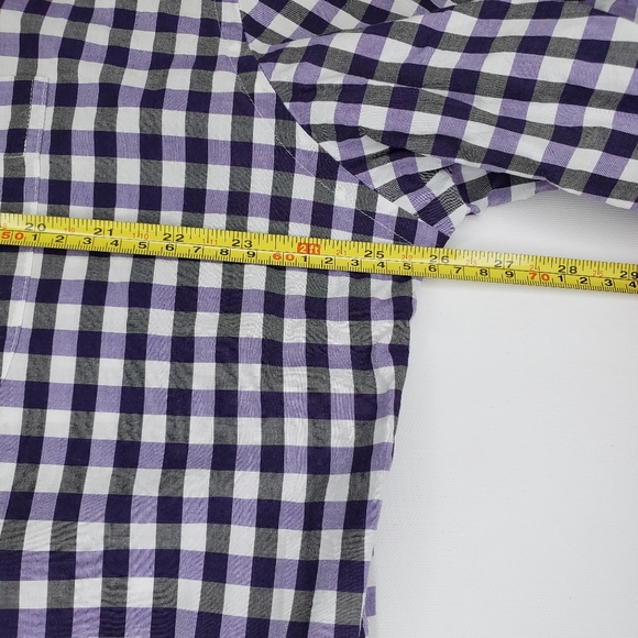 Peter Millar XL Cotton Purple & Black Check Button Down Long Sleeve Shirt Men's - Picture 7 of 9